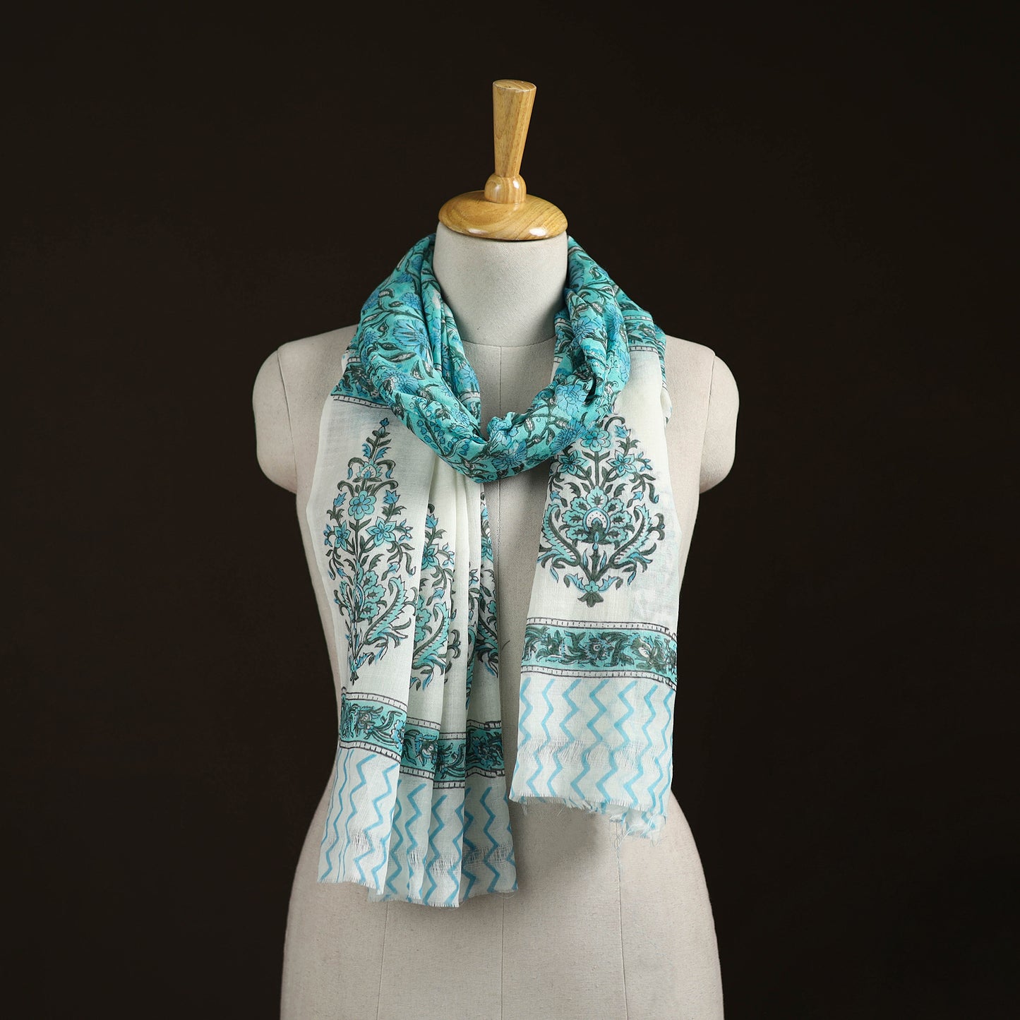 Sanganeri Hand Block Print Pure Merino Wool Stole 32
