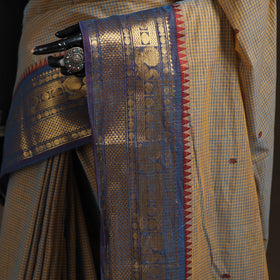 Checks Buti Cotton Zari Border Kanchipuram Saree 01