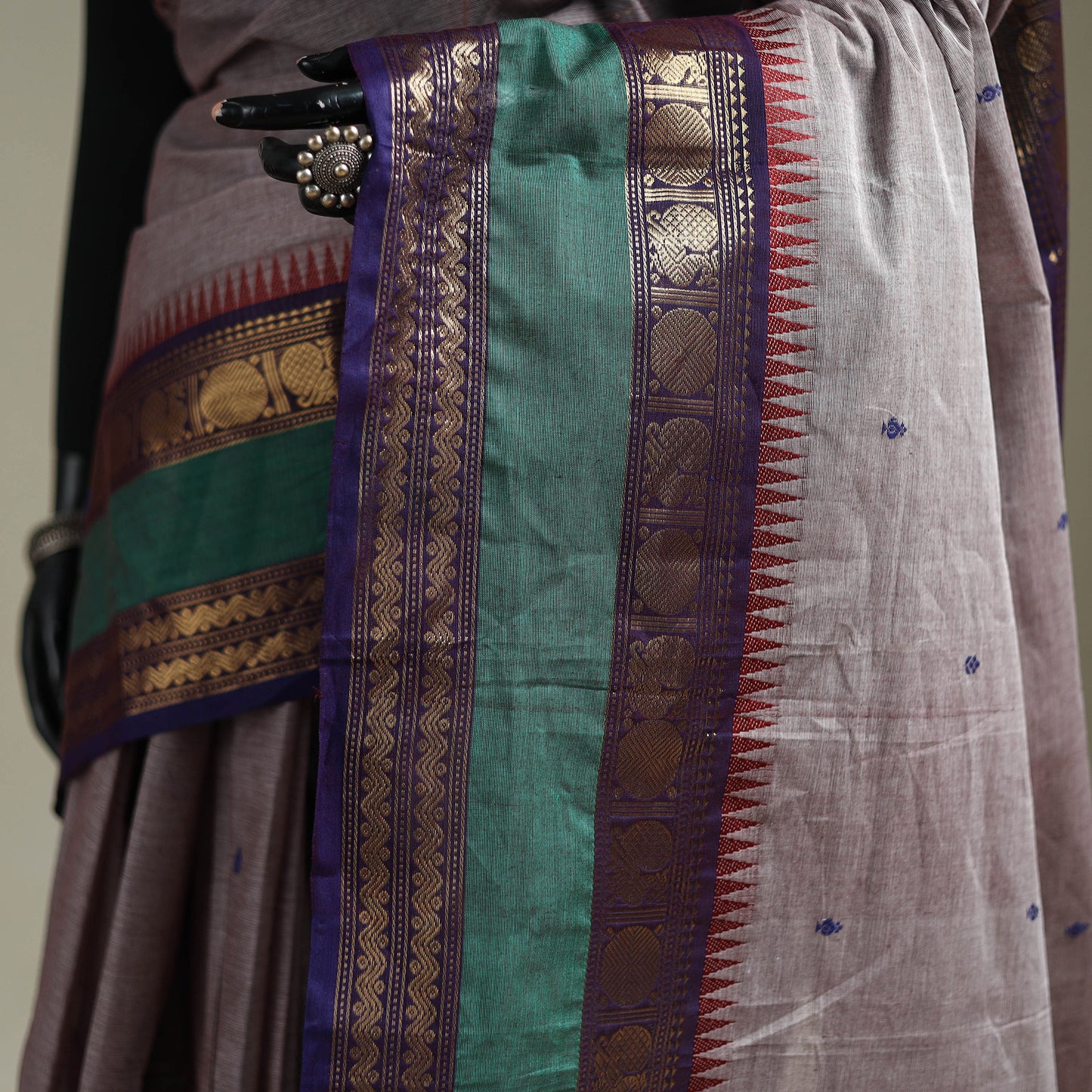 Purple - Kanchipuram Buti Cotton Saree with Border 21