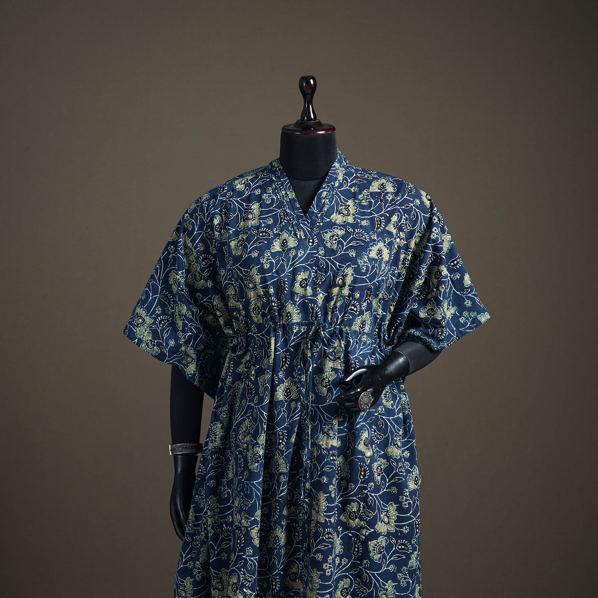Ajrakh Hand Block Print Natural Dyed Cotton Long Kaftan 07