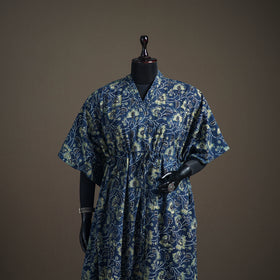 Ajrakh Hand Block Print Natural Dyed Cotton Long Kaftan 07