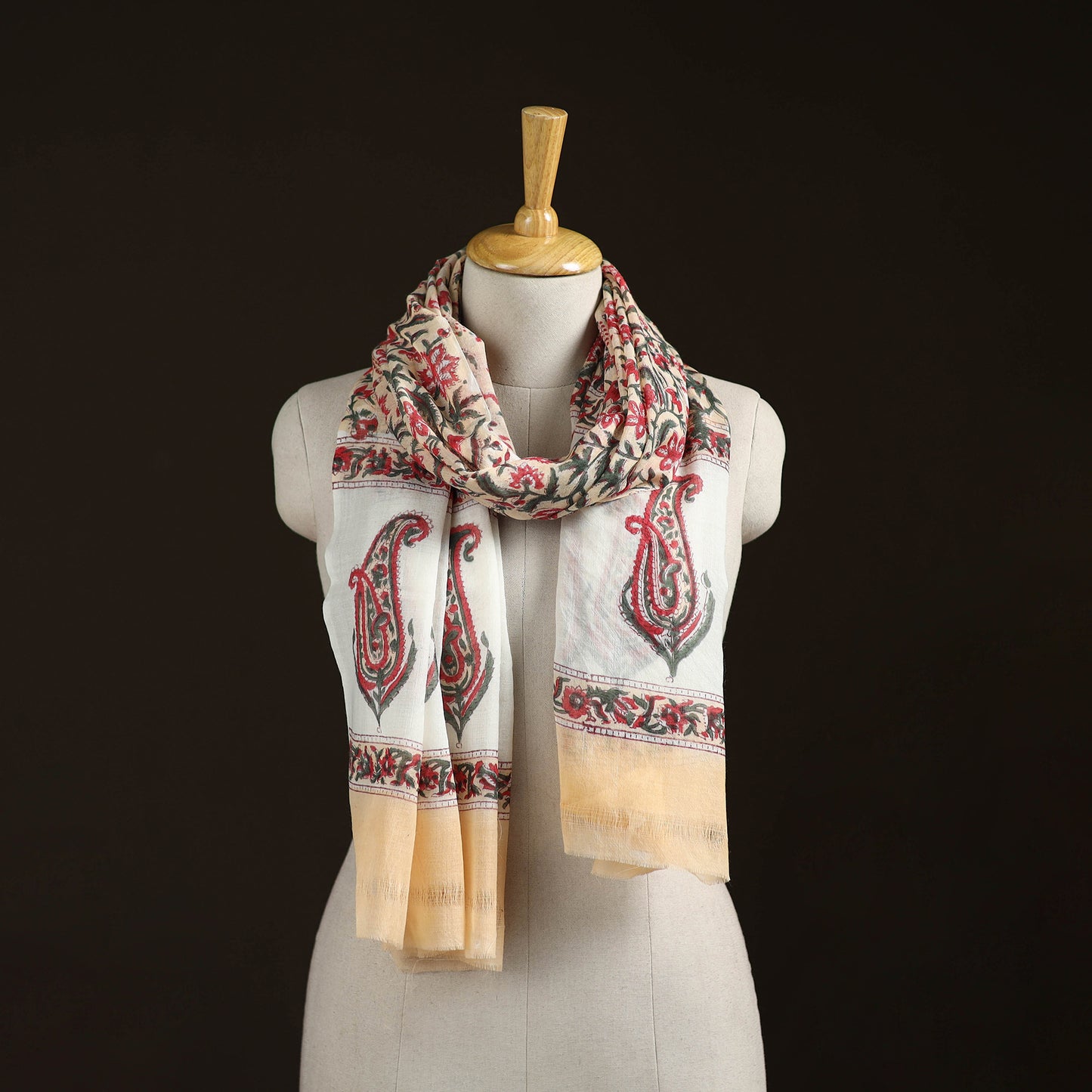 Sanganeri Hand Block Print Pure Merino Wool Stole 35