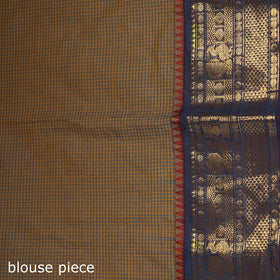 Checks Buti Cotton Zari Border Kanchipuram Saree 01