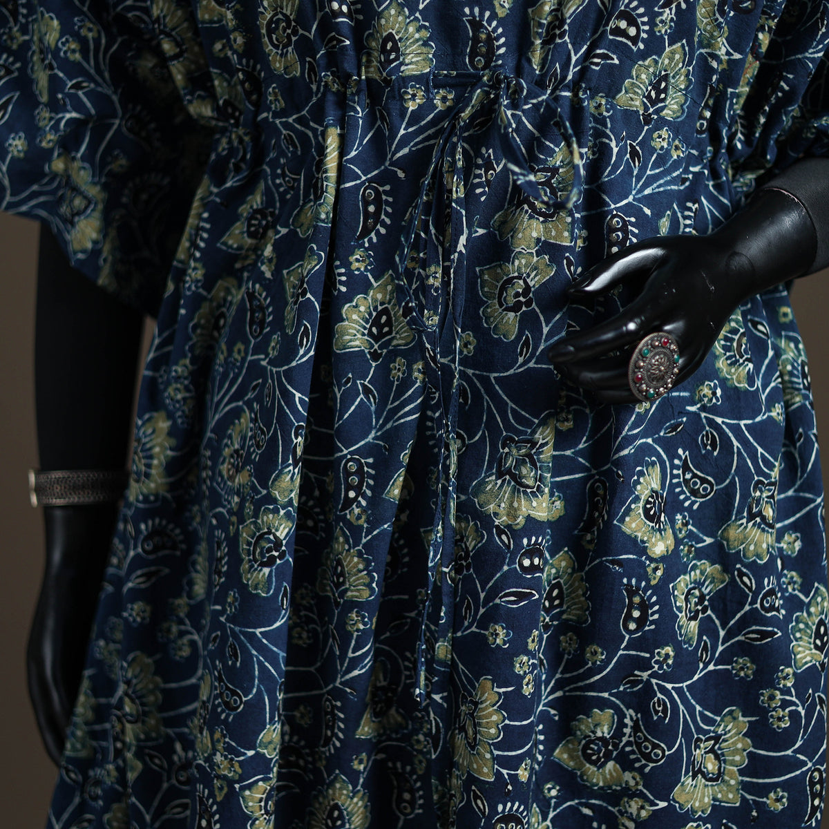 Ajrakh Hand Block Print Natural Dyed Cotton Long Kaftan 07
