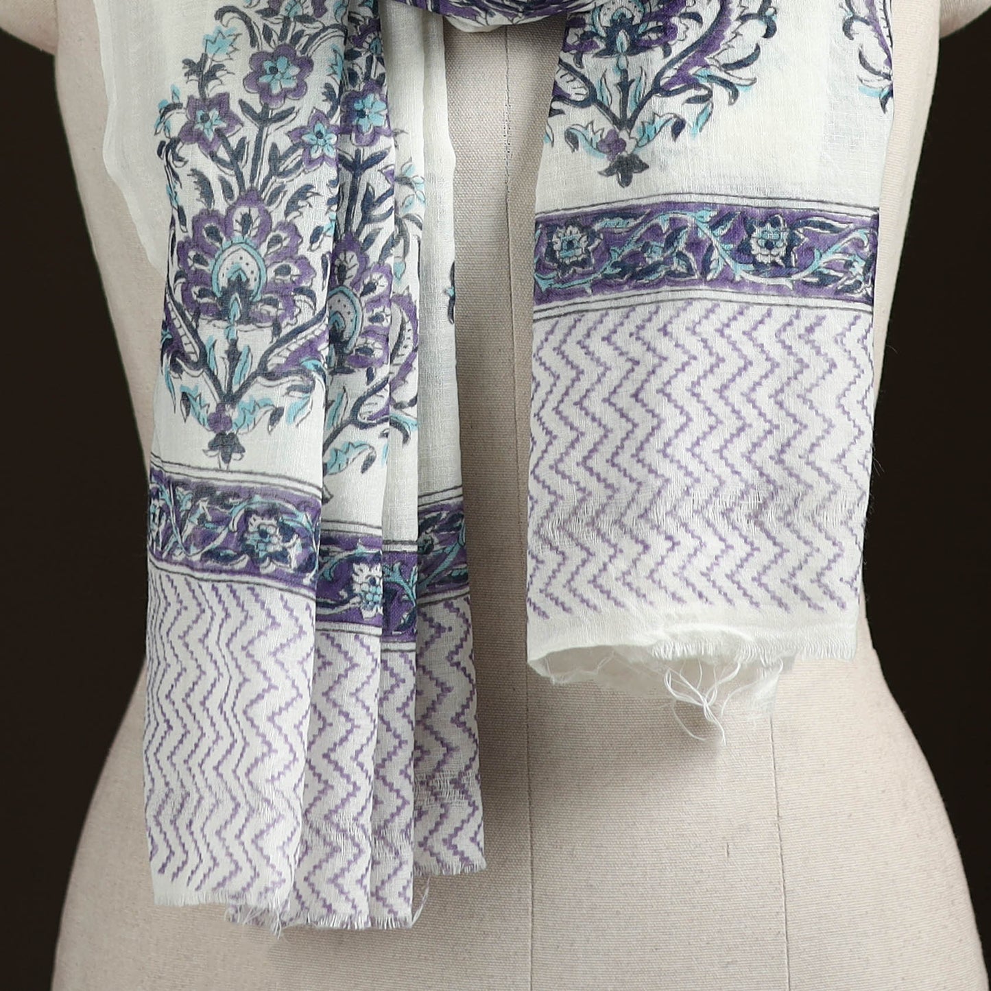 Sanganeri Hand Block Print Pure Merino Wool Stole 36