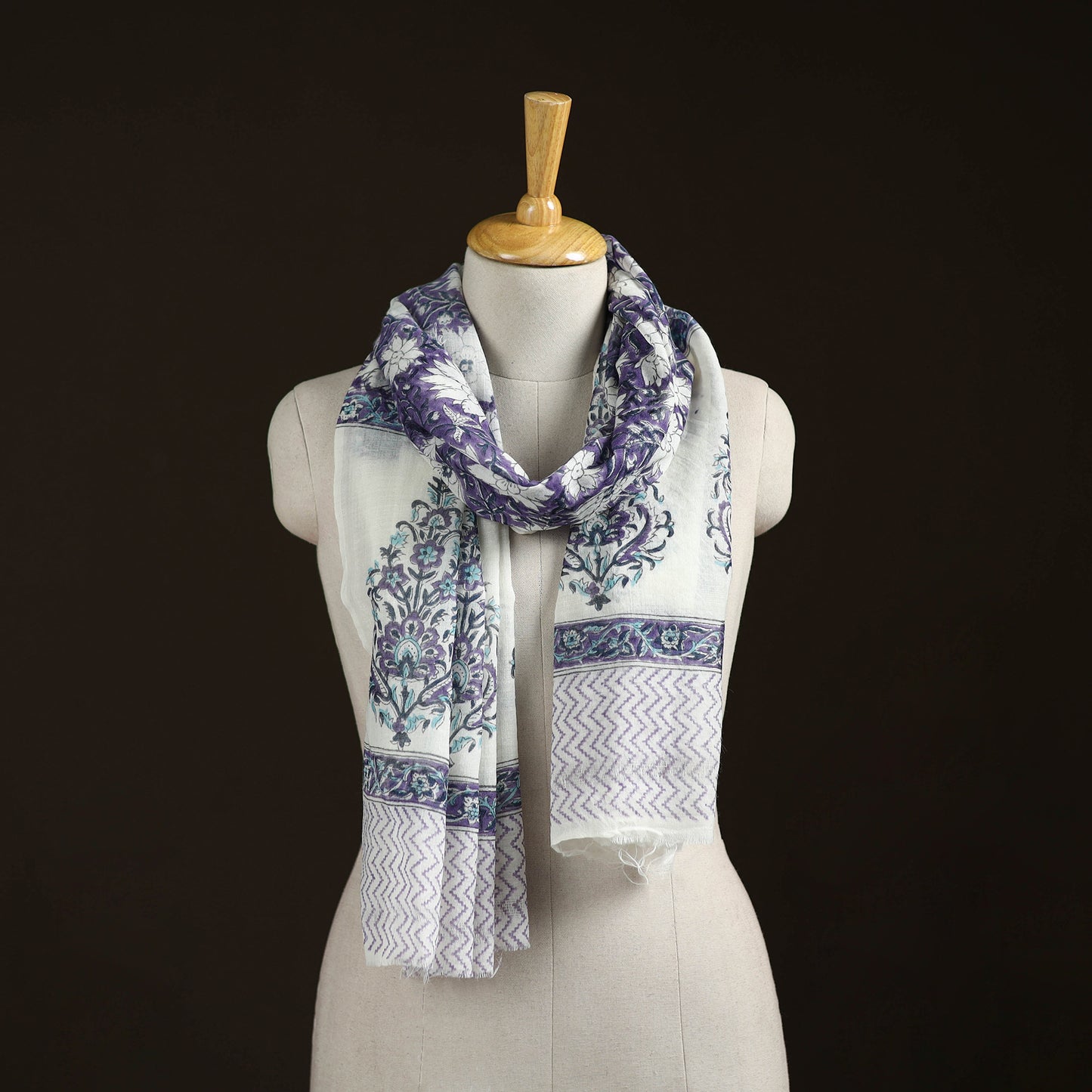 Sanganeri Hand Block Print Pure Merino Wool Stole 36