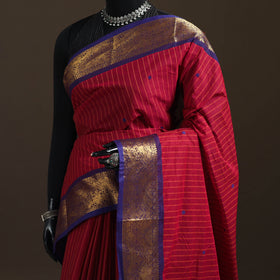 Stripes Buti Cotton Zari Border Kanchipuram Saree 02