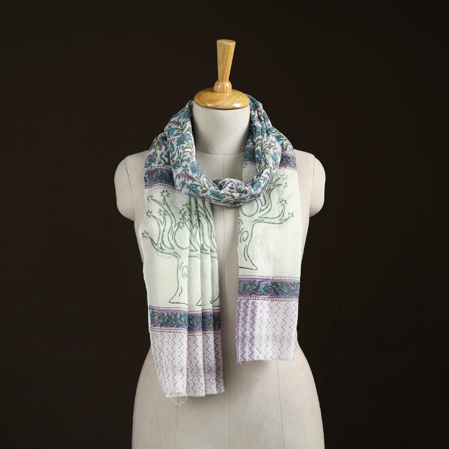 Sanganeri Hand Block Print Pure Merino Wool Stole 37