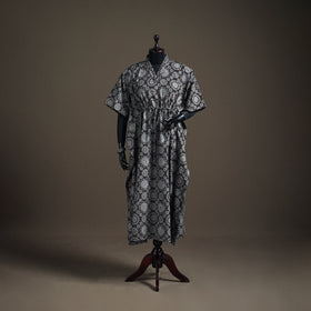 Ajrakh Hand Block Print Natural Dyed Cotton Long Kaftan 08