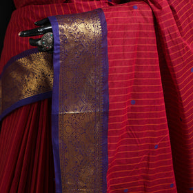 Stripes Buti Cotton Zari Border Kanchipuram Saree 02