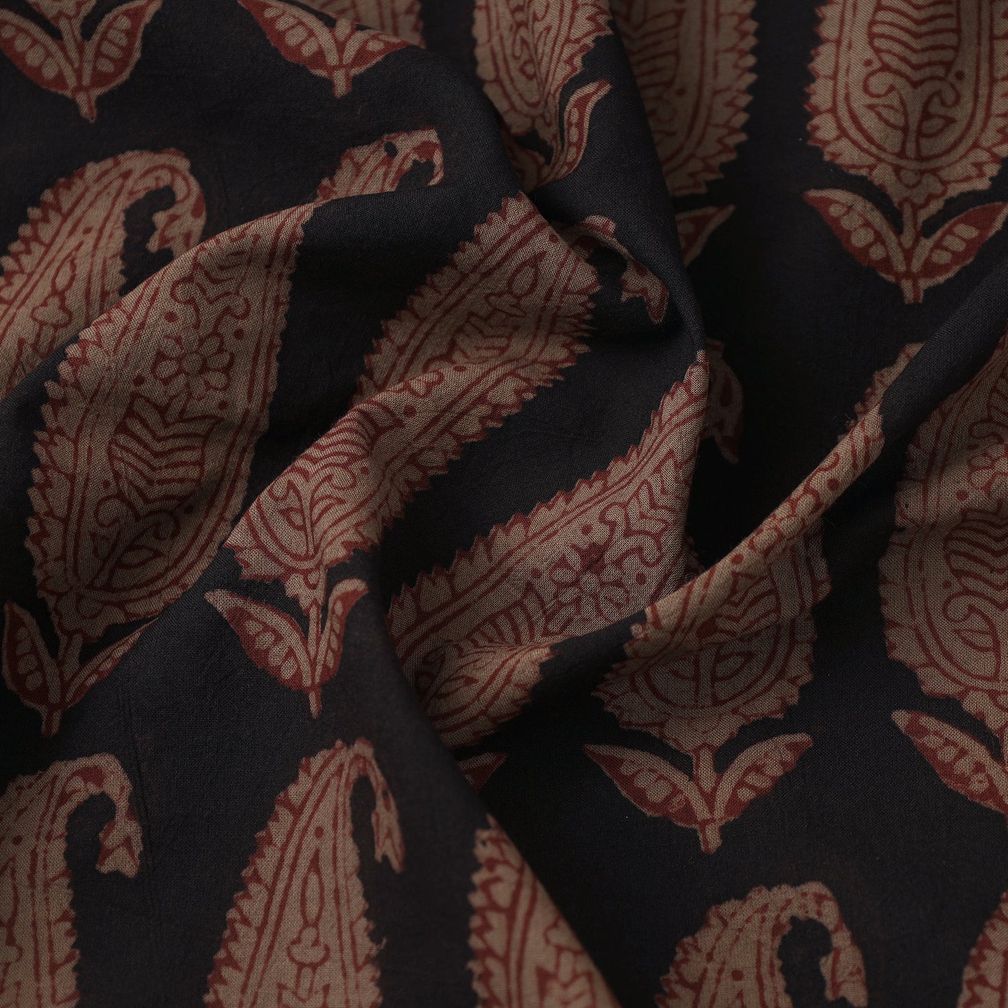 Brown Bagh Hand Block Print Natural Dyed Cotton Fabric