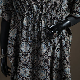 Ajrakh Hand Block Print Natural Dyed Cotton Long Kaftan 08