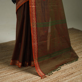 Brown - Kanchipuram Buti Cotton Saree with Border 22