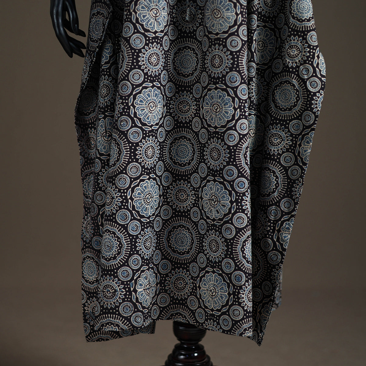 Ajrakh Hand Block Print Natural Dyed Cotton Long Kaftan 08