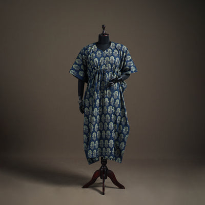 Ajrakh Hand Block Print Natural Dyed Cotton Long Kaftan 09