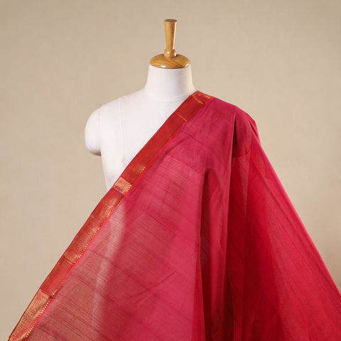 Red - handloom cotton mangalagiri fabric with zari border