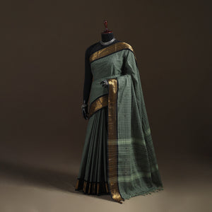 Stripes Buti Cotton Zari Border Kanchipuram Saree 05