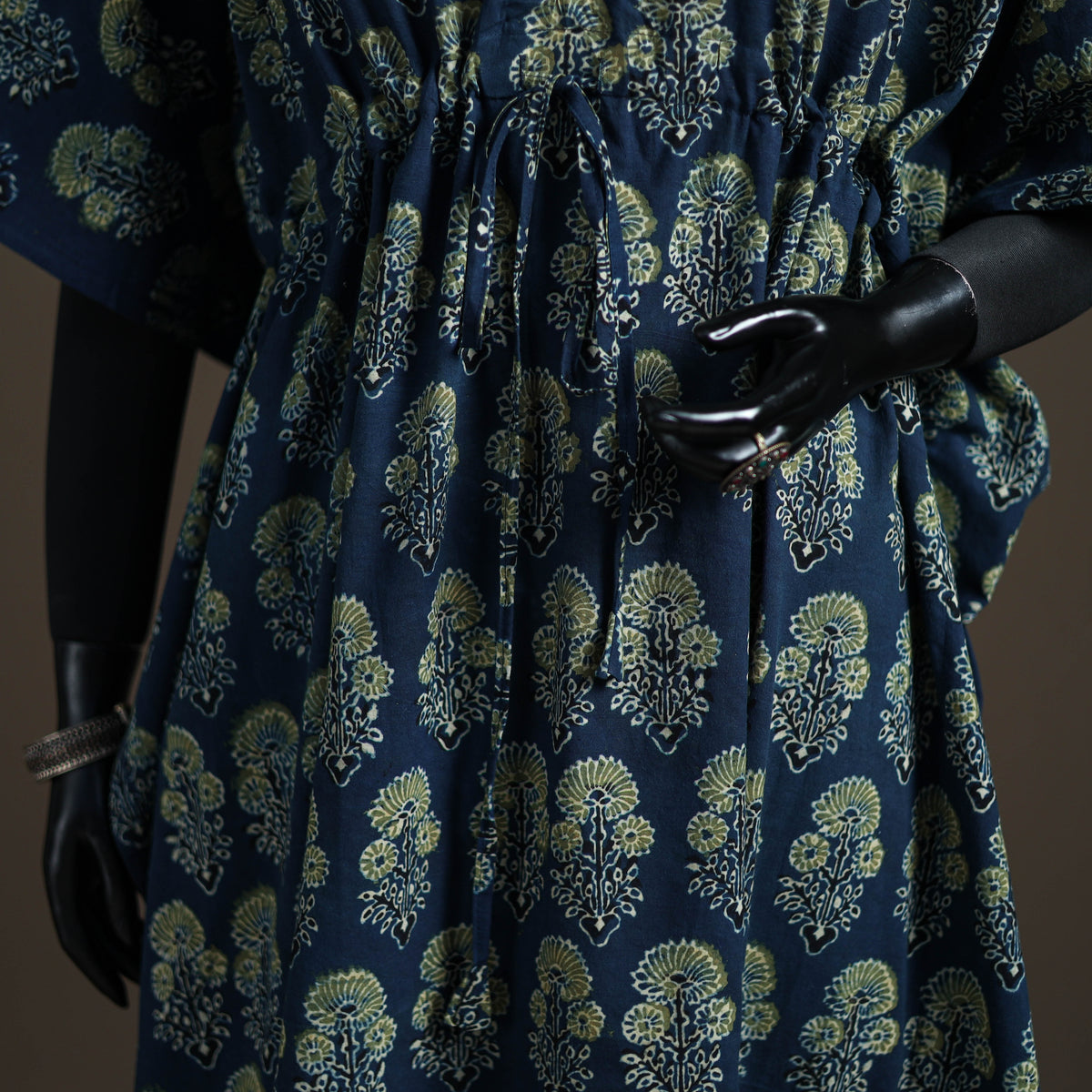 Ajrakh Hand Block Print Natural Dyed Cotton Long Kaftan 09