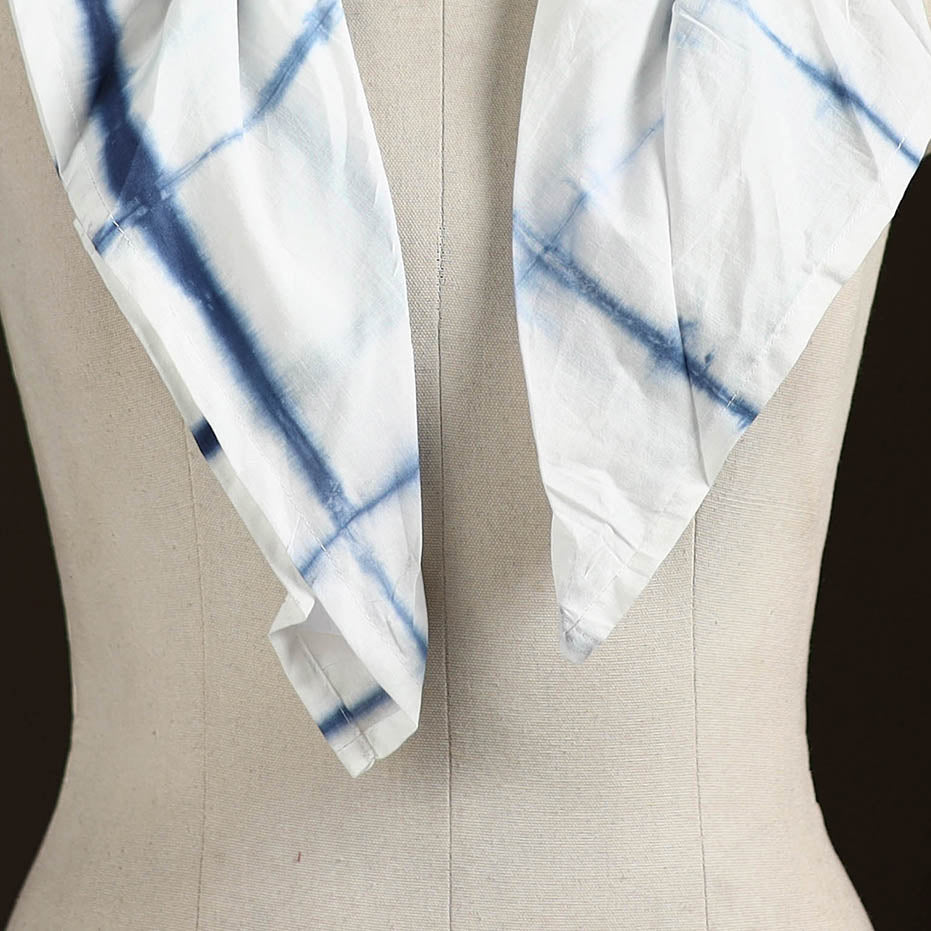 Shibori Tie-Dye Cotton Brooch Scarf 03