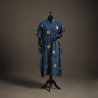 Ajrakh Hand Block Print Natural Dyed Cotton Long Kaftan 10
