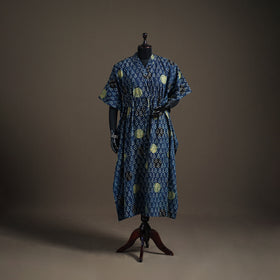 Ajrakh Hand Block Print Natural Dyed Cotton Long Kaftan 10
