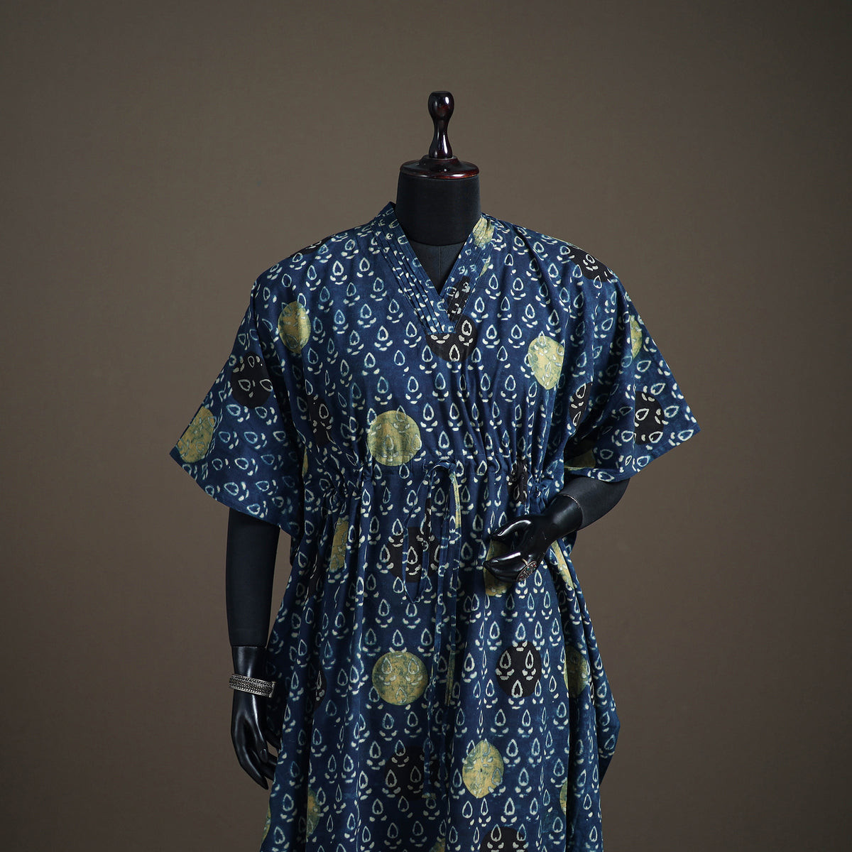 Ajrakh Hand Block Print Natural Dyed Cotton Long Kaftan 10
