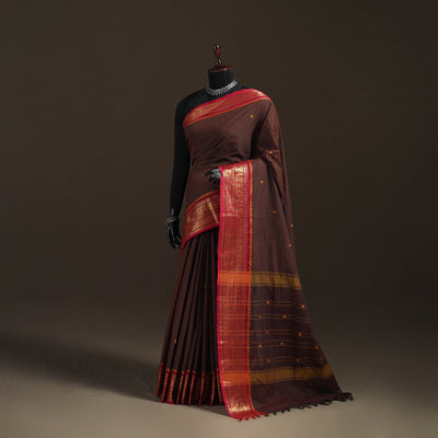 Checks Buti Cotton Zari Border Kanchipuram Saree 06