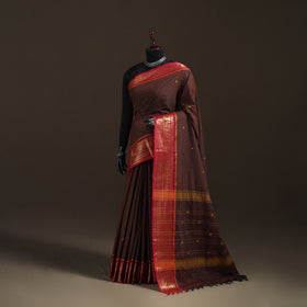 Checks Buti Cotton Zari Border Kanchipuram Saree 06