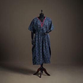 Ajrakh Hand Block Print Natural Dyed Cotton Long Kaftan 11