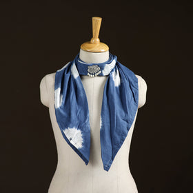 Shibori Tie-Dye Cotton Brooch Scarf 06