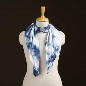 Shibori Tie-Dye Cotton Brooch Scarf 07