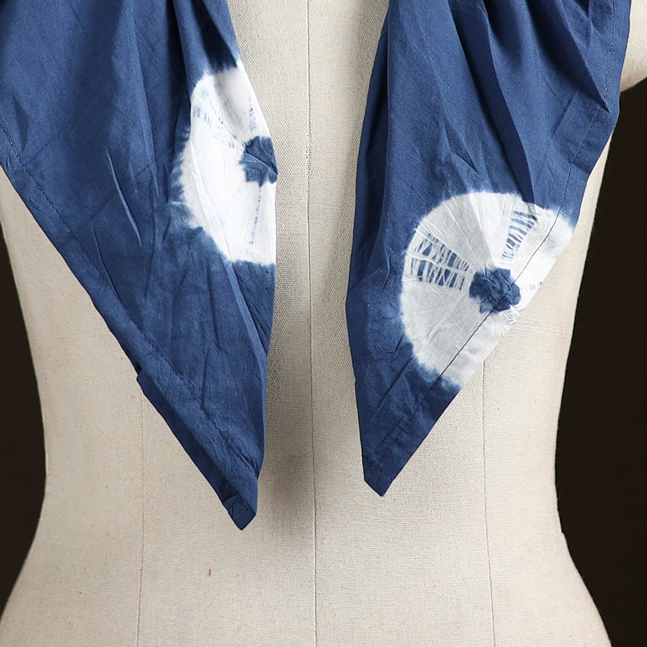Shibori Tie-Dye Cotton Brooch Scarf 08
