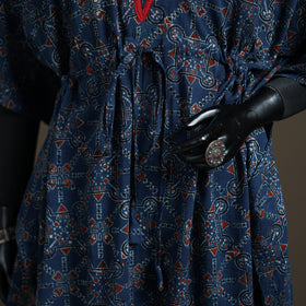 Ajrakh Hand Block Print Natural Dyed Cotton Long Kaftan 11