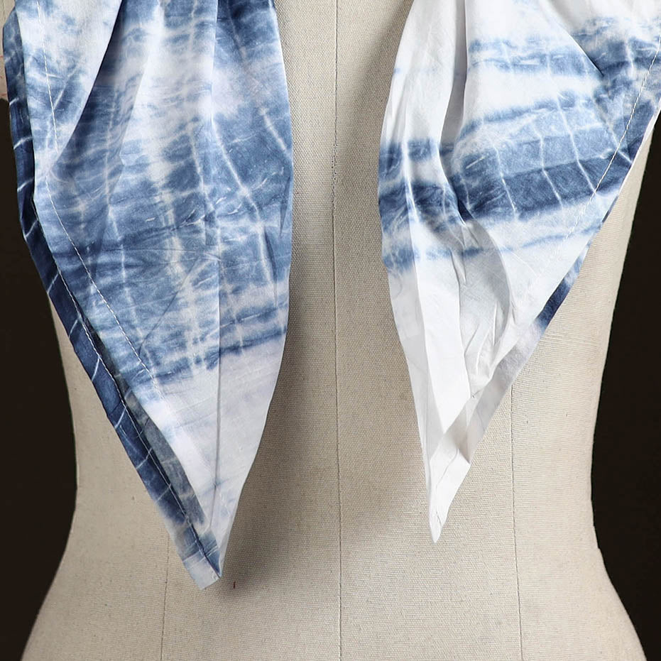 Shibori Tie-Dye Cotton Brooch Scarf 09