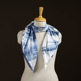 Shibori Tie-Dye Cotton Brooch Scarf 09