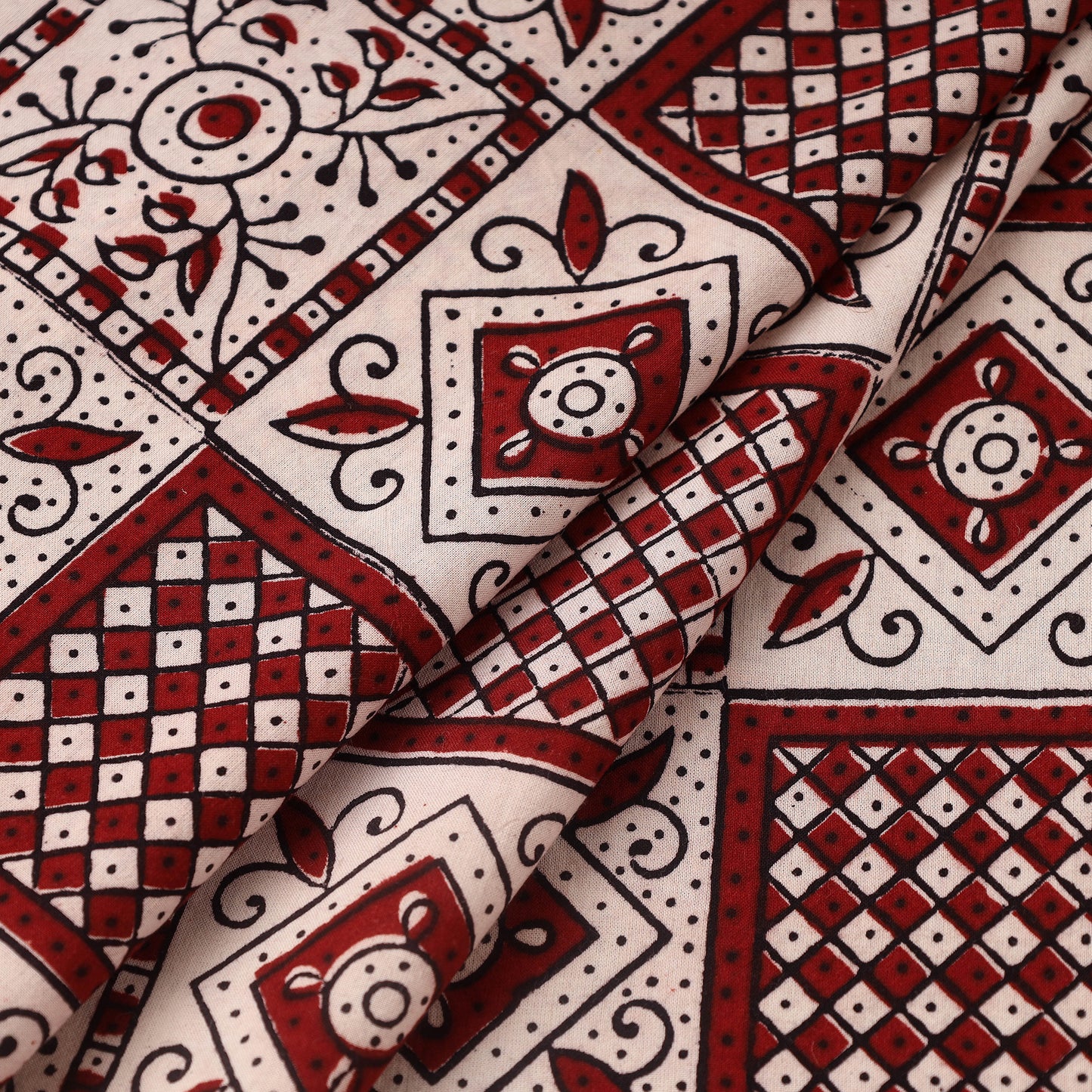 Beige Bagh Hand Block Print Natural Dyed Cotton Fabric