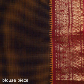 Checks Buti Cotton Zari Border Kanchipuram Saree 06