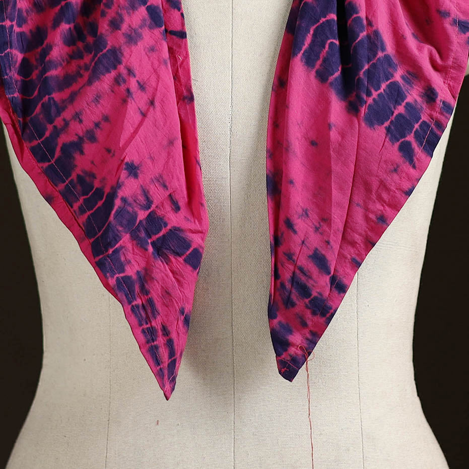 Shibori Tie-Dye Cotton Brooch Scarf 10