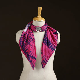 Shibori Tie-Dye Cotton Brooch Scarf 10