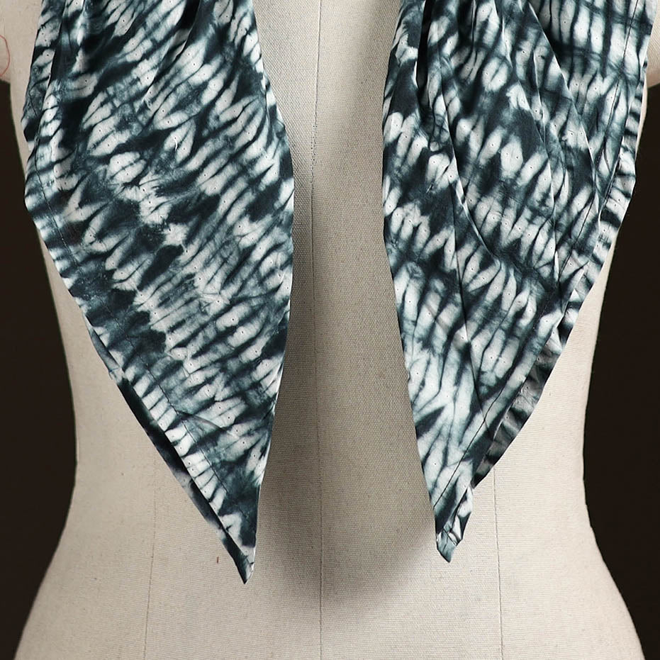 Shibori Tie-Dye Cotton Brooch Scarf 11