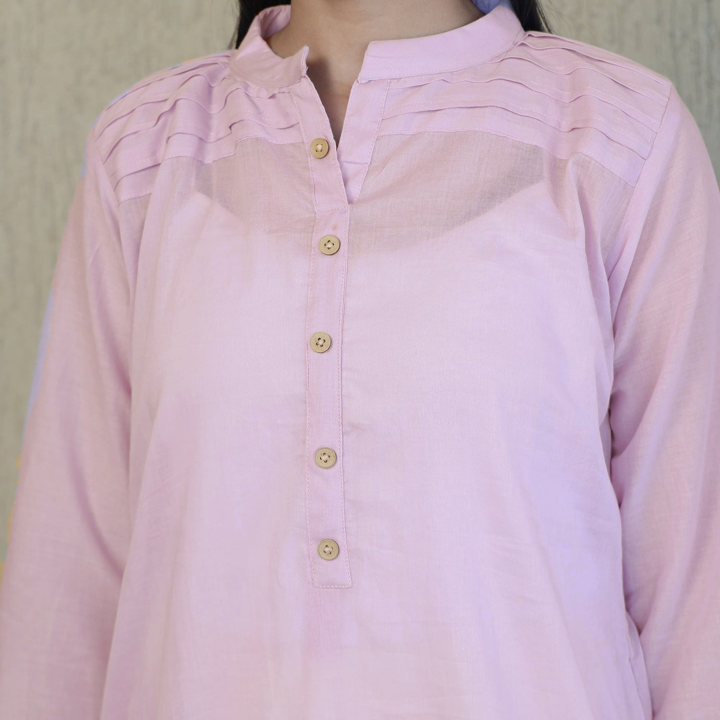 Light Purple - Mulmalai Cotton Plain Dyed Straight Kurta