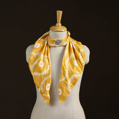 Shibori Tie-Dye Cotton Brooch Scarf 12