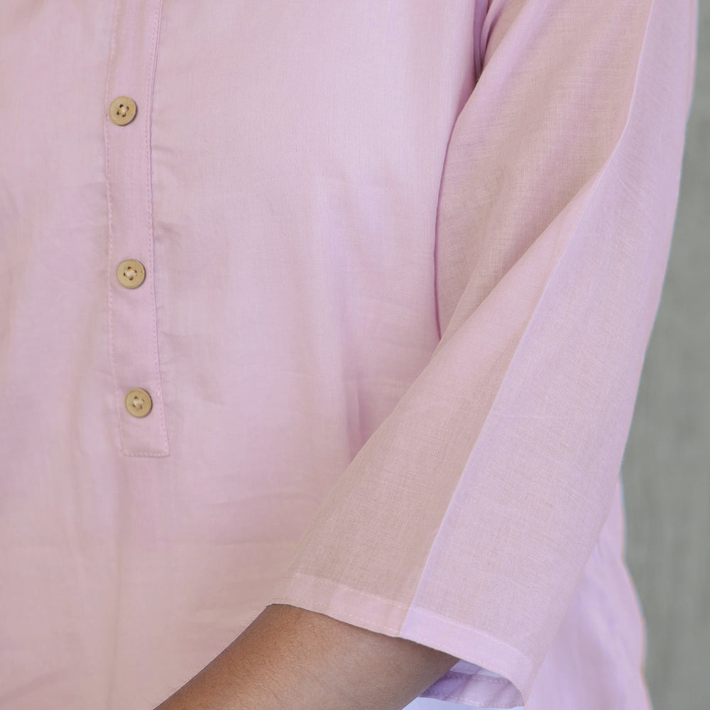 Light Purple - Mulmalai Cotton Plain Dyed Straight Kurta