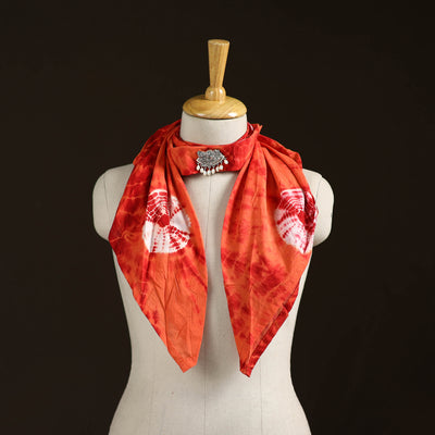 Shibori Tie-Dye Cotton Brooch Scarf 13