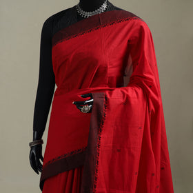 Red - Kanchipuram Buti Cotton Saree with Border 26