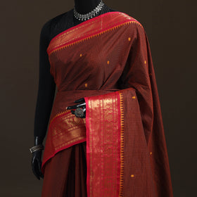 Checks Buti Cotton Zari Border Kanchipuram Saree 08
