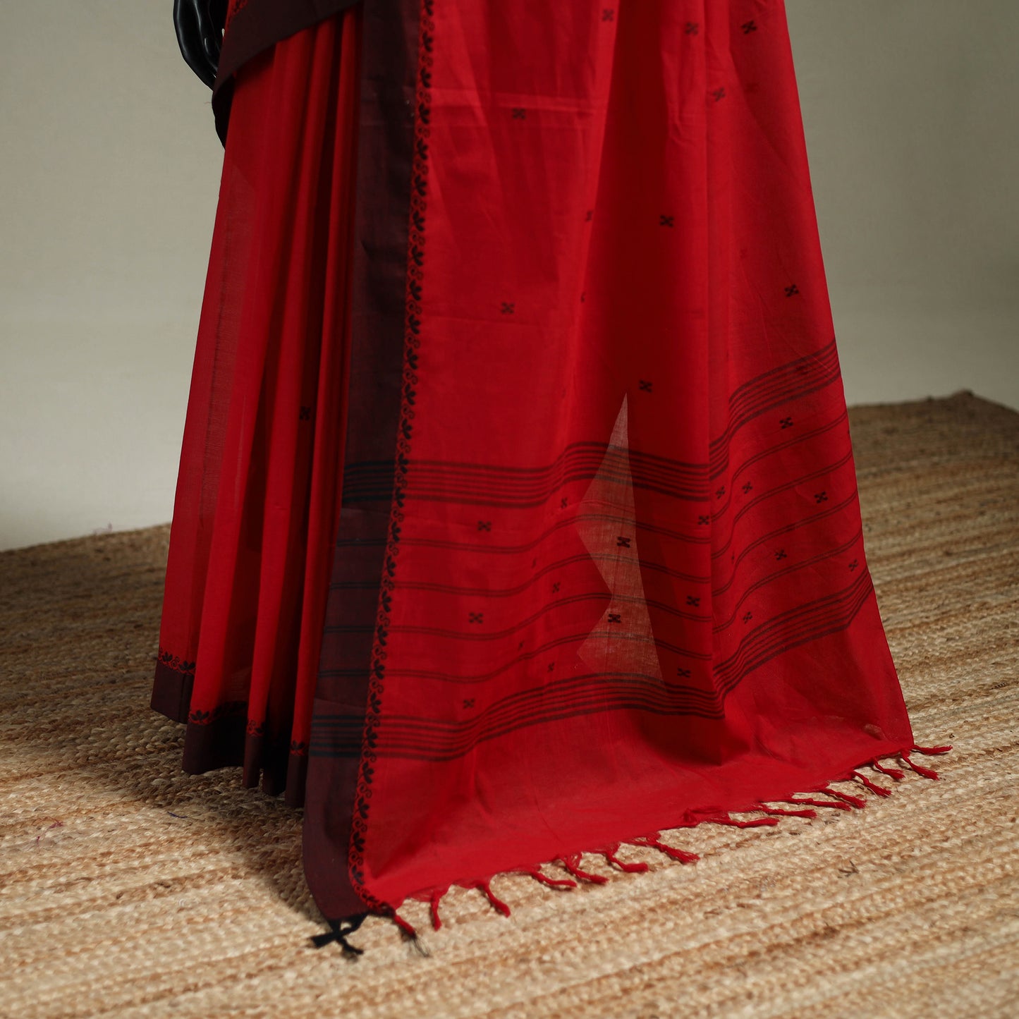 Red - Kanchipuram Buti Cotton Saree with Border 26