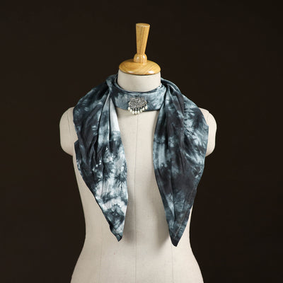 Shibori Tie-Dye Cotton Brooch Scarf 15