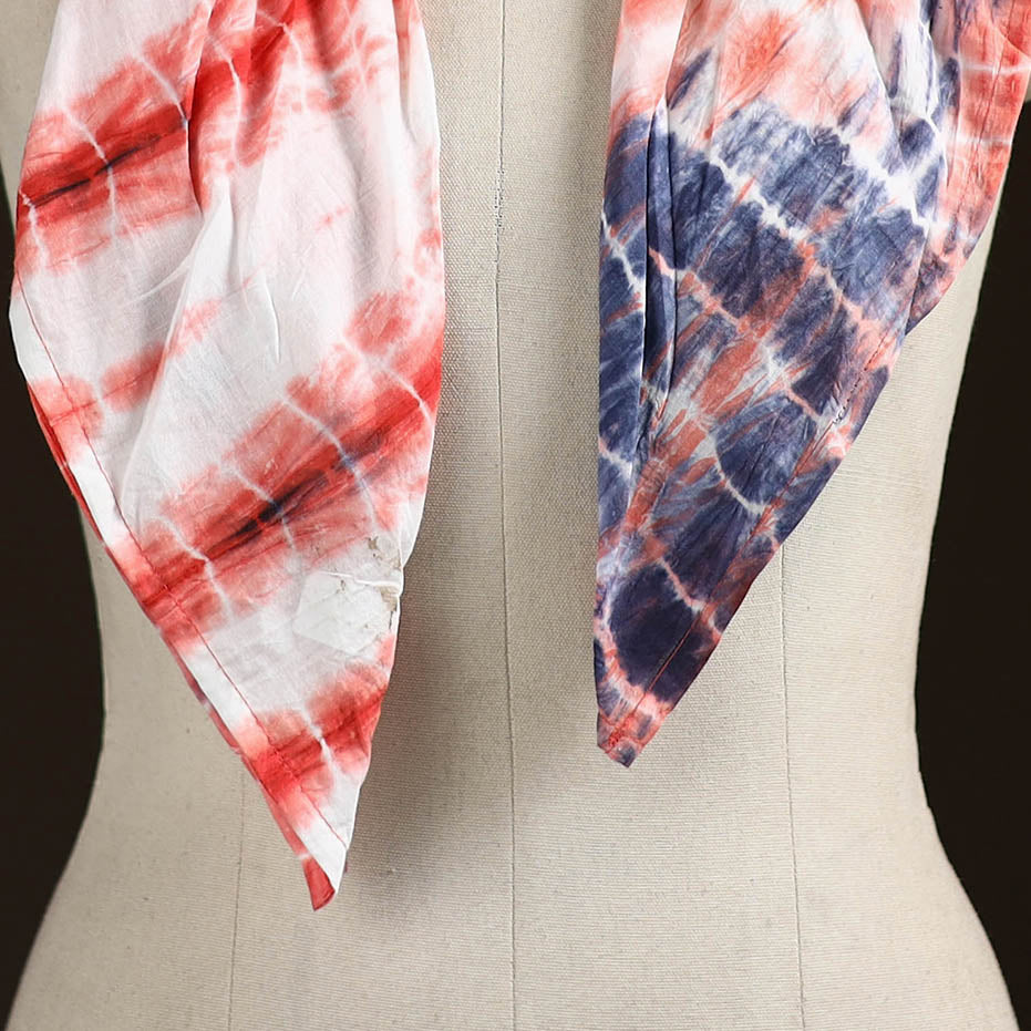 Shibori Tie-Dye Cotton Brooch Scarf 16