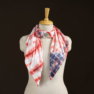 Shibori Tie-Dye Cotton Brooch Scarf 16